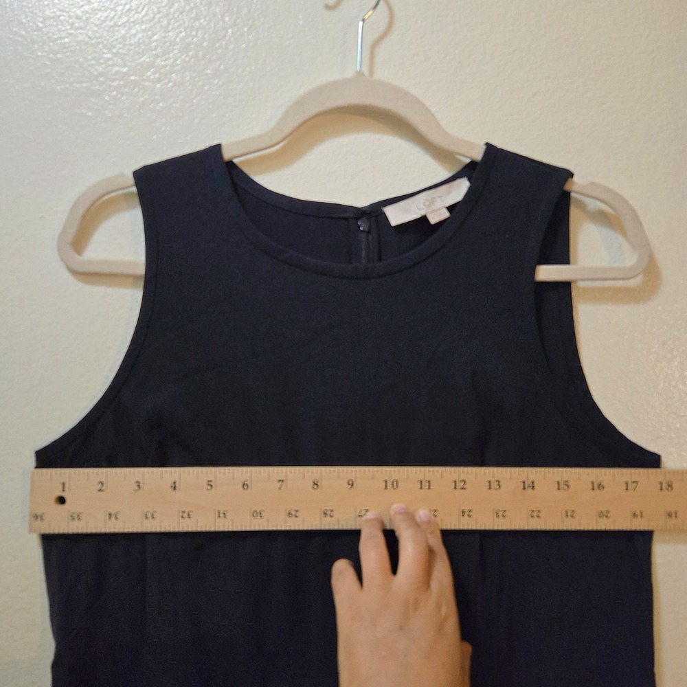 LOFT Dress Size 6 Black Sleeveless Ruffle Hem Tiered Shift Office Casual - Picture 6 of 10